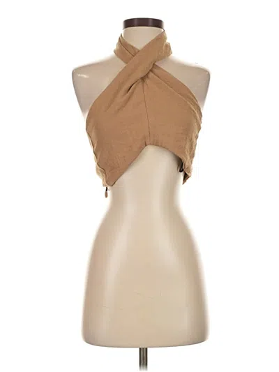 Pre-owned H&m Tank Top Tan Halter Neckline Tops In Brown