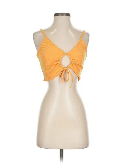 Pre-owned H&m Tank Top Yellow Strapless Neckline Tops
