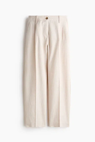 H&m Tapered Linen-blend Trousers In Neutral