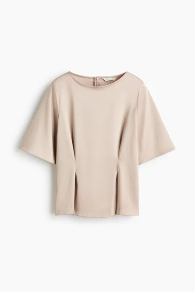 H&m Tapered-waist Blouse In Neutral