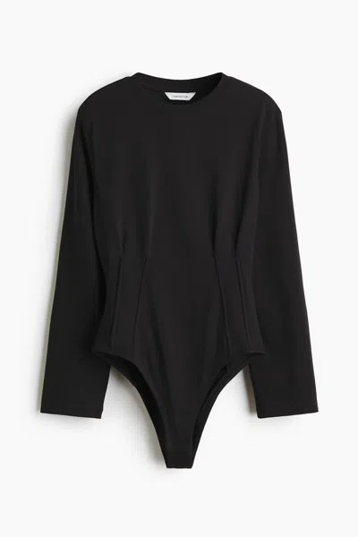H&m Tapered-waist Bodysuit In Black