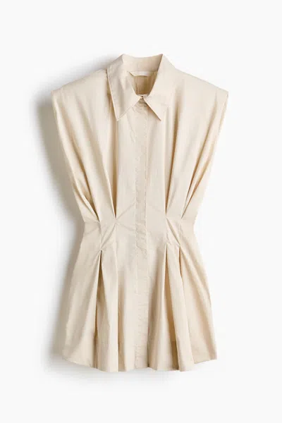 H&m Tapered-waist Poplin Shirt In Neutral