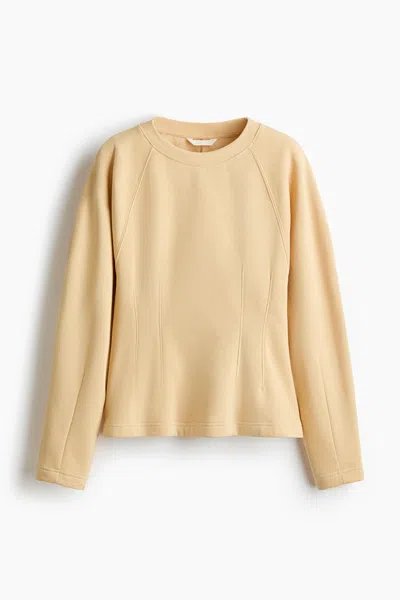 H&m Tapered-waist Sweatshirt In Nude