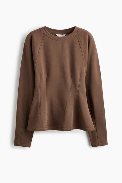 H&m Tapered-waist Sweatshirt In Brown