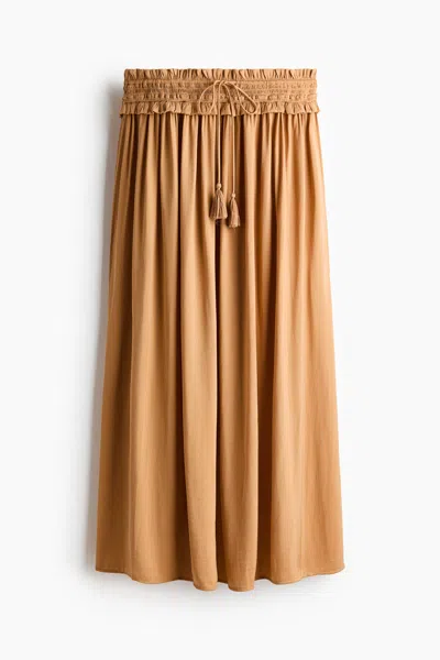 H&m Tasseled Maxi Skirt In Brown