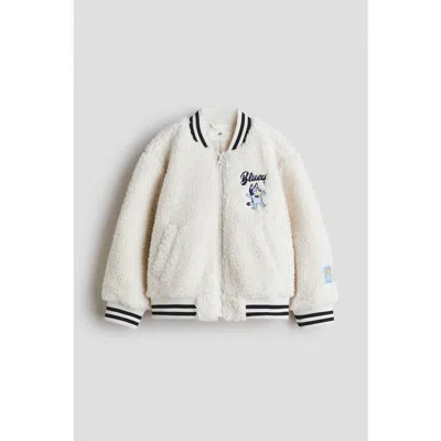 H&m Kids'  Teddy Baseball Jacket In White