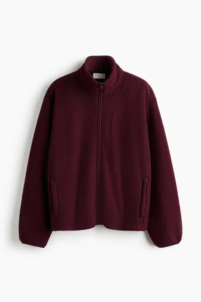 H&m Teddy Fleece Activewear Jacket In Brown