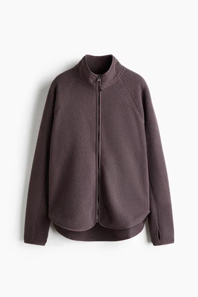 H&m Teddy Fleece Activewear Jacket In Purple