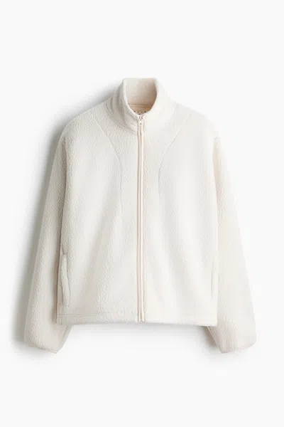 H&m Teddy Fleece Activewear Jacket In White