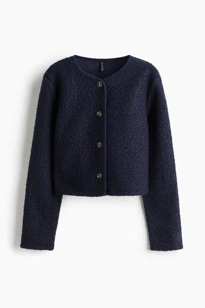 H&m Teddy Fleece Cardigan In Blue