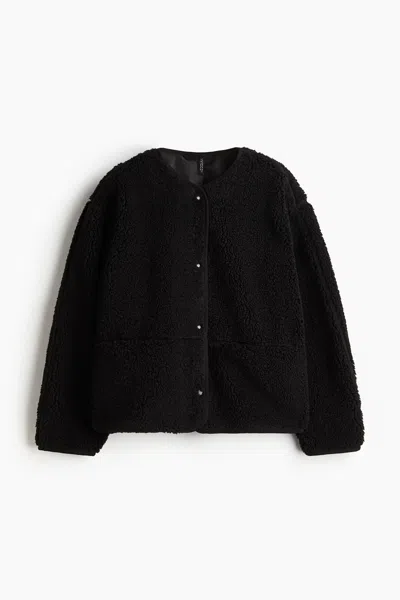 H&m Teddy Fleece Jacket In Black