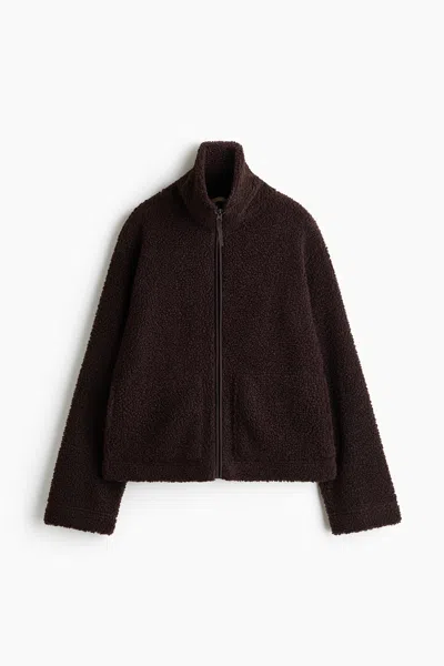 H&m Teddy Fleece Jacket In Brown