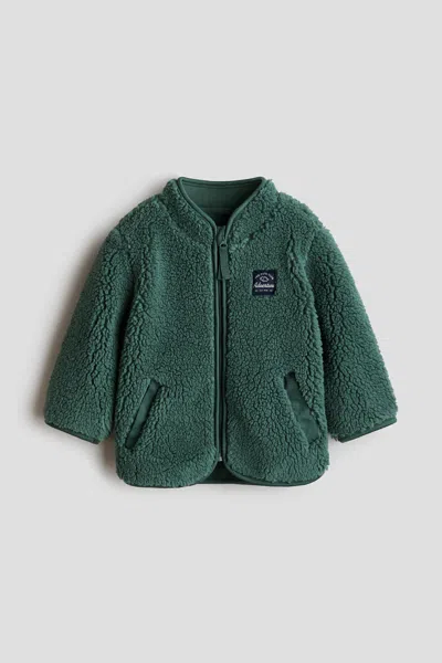 H&m Teddy Fleece Jacket In Green