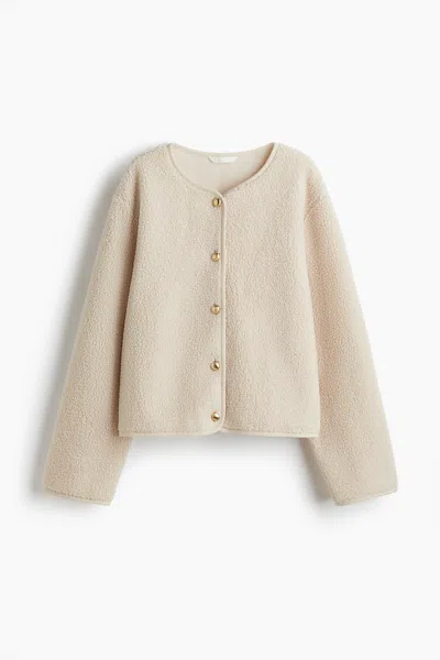 H&m Teddy Fleece Jacket In Light Beige