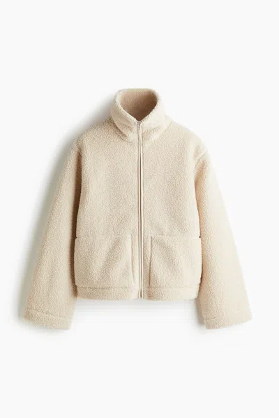 H&m Teddy Fleece Jacket In Light Beige