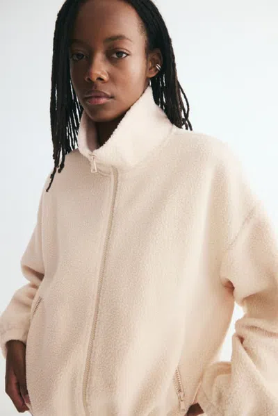 H&m Teddy Fleece Jacket In Light Beige