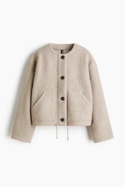 H&m Teddy Fleece Jacket In Taupe