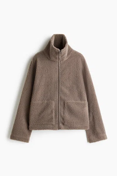 H&m Teddy Fleece Jacket In Brown