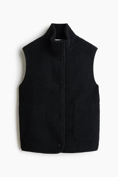 H&m Teddy Fleece Vest In Black