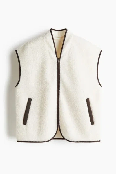 H&m Teddy Gilet In Neutral