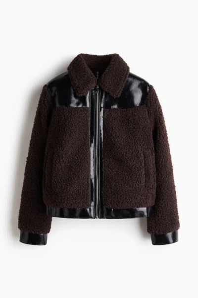 H&m Teddy Jacket In Brown
