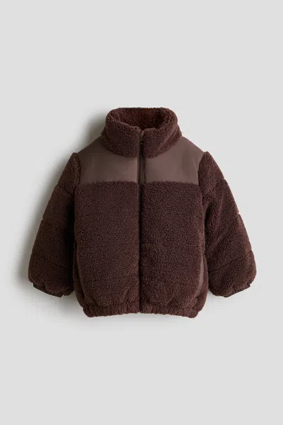 H&m Kids' Teddy Puffer Jacket In Brown