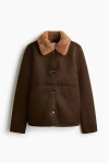 H&m Teddy-collared Jacket In Brown