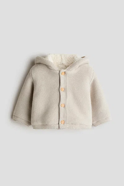 H&m Babies' Teddy-fleece-lined Hooded Cardigan In Gold