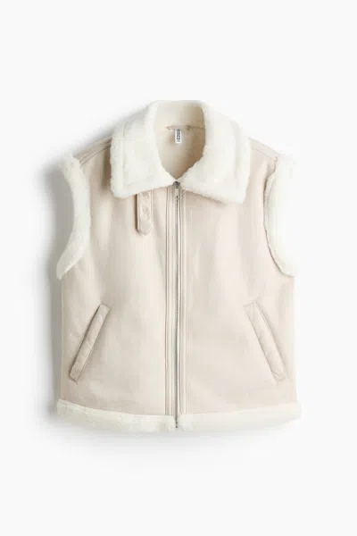 H&m Teddy-fleece-lined Vest In Neutral