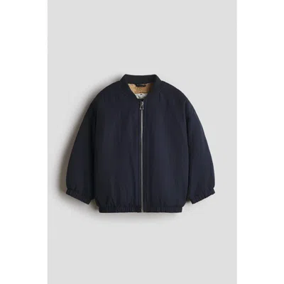 H&m Kids'  Teddy-lined Bomber Jacket In Blue