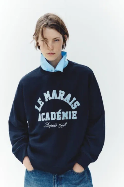 H&m Text-motif Sweatshirt In Black