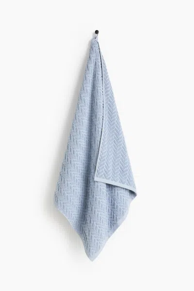H&m Textured Bath Towel In Blue