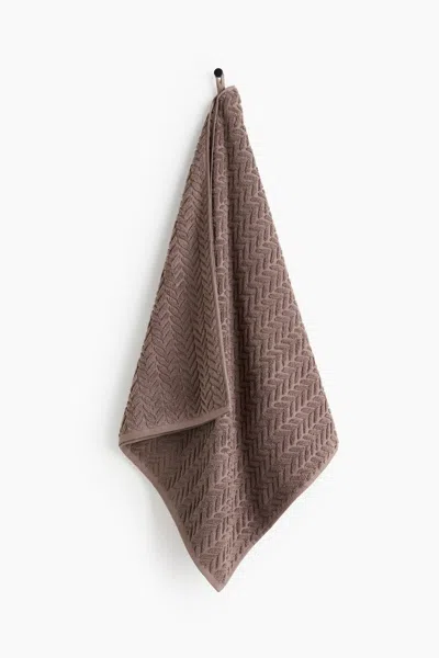 H&m Textured Bath Towel In Brown