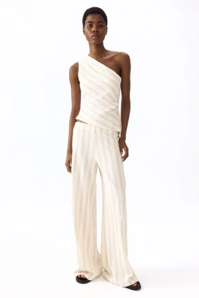 H&m Textured Cotton Pull-on Pants In Transparent