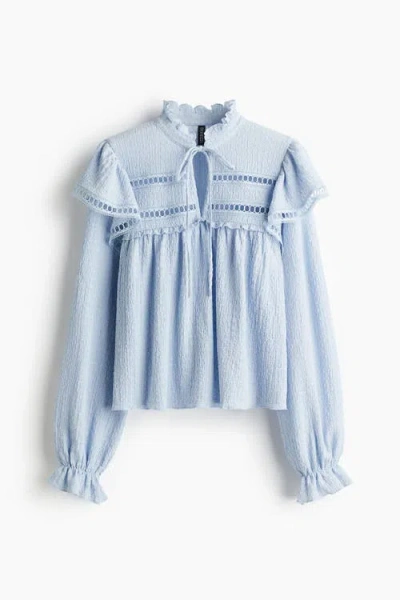 H&m Textured Jersey Blouse In Blue