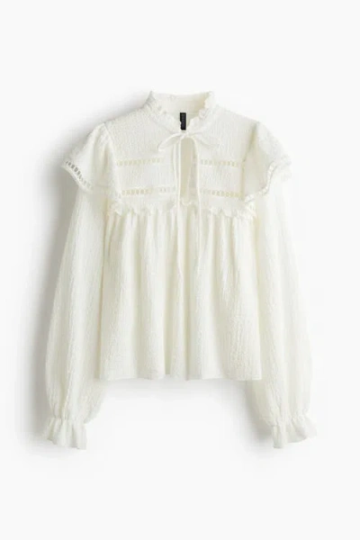 H&m Textured Jersey Blouse In Neutral