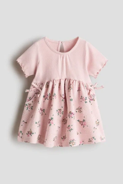 H&m Babies'  Textured Jersey Dress In Pink