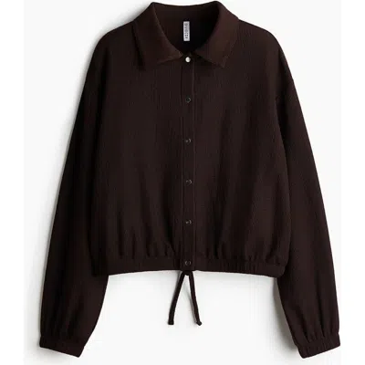 H&m Textured Jersey Jacket In Brown