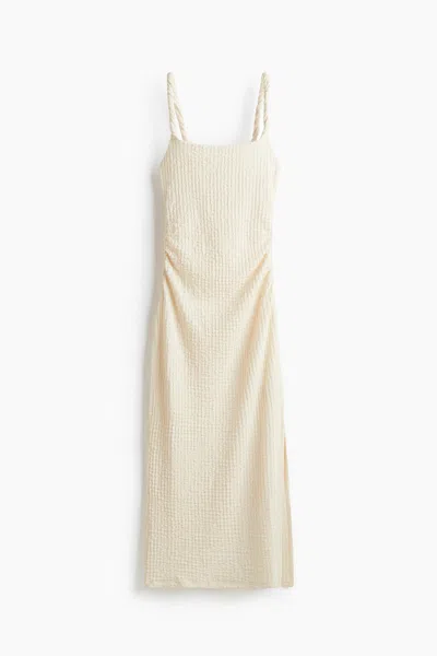 H&m Textured Jersey Midi Dress In Neutral