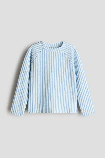 H&m Textured Swim Shirt Upf 50 In Blue