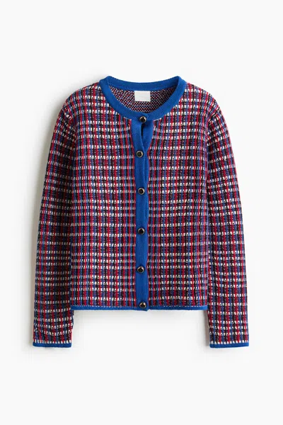 H&m Textured-knit Cardigan In Purple