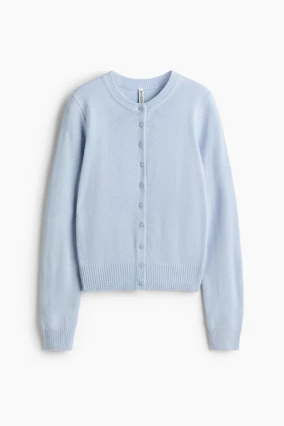 H&m Textured-knit Cardigan In Blue