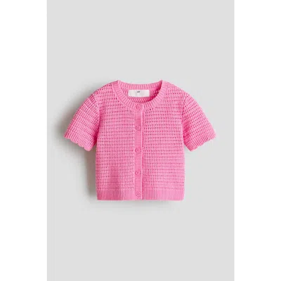 H&m Kids'  Textured-knit Cardigan In Pink
