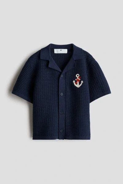 H&m Kids'  Textured-knit Resort Shirt In Blue