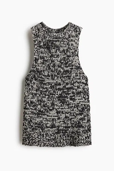 H&m Textured-knit Tank Top In Black