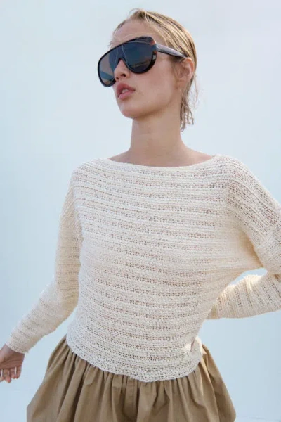 H&m Textured-knit Top In White
