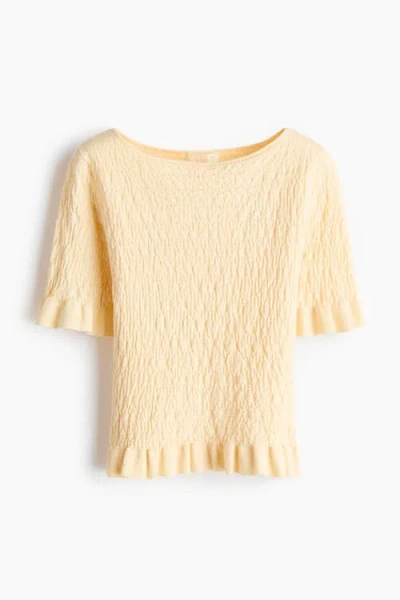 H&m Textured-knit Top In Nude