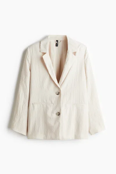 H&m Textured-weave Blazer In Light Beige