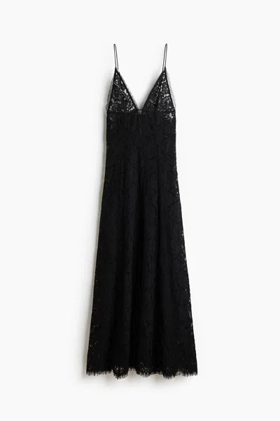 H&m Tie-back Lace Dress In Black