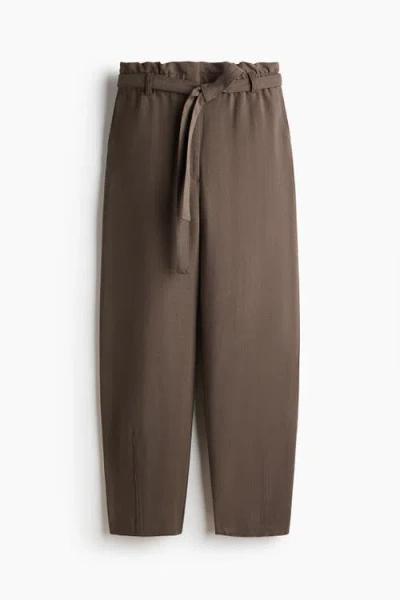 H&m Tie-belt Barrel Trousers In Multi